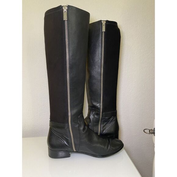 Michael Kors Women Hamilton Stretch Black Leather Equestrian Riding Boots sz 8.5 - Picture 9 of 16